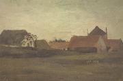 Vincent Van Gogh Farmhouses in Loosduinen near The Hague at Twilight (nn04) oil painting